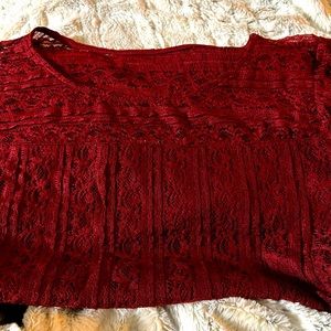 Lane Bryant Burgundy Lace Blouse